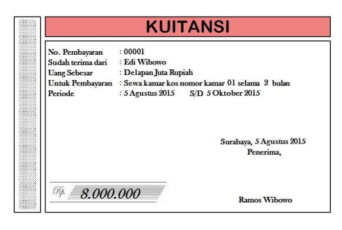 Contoh nota kosong travel mobil wilayah solo