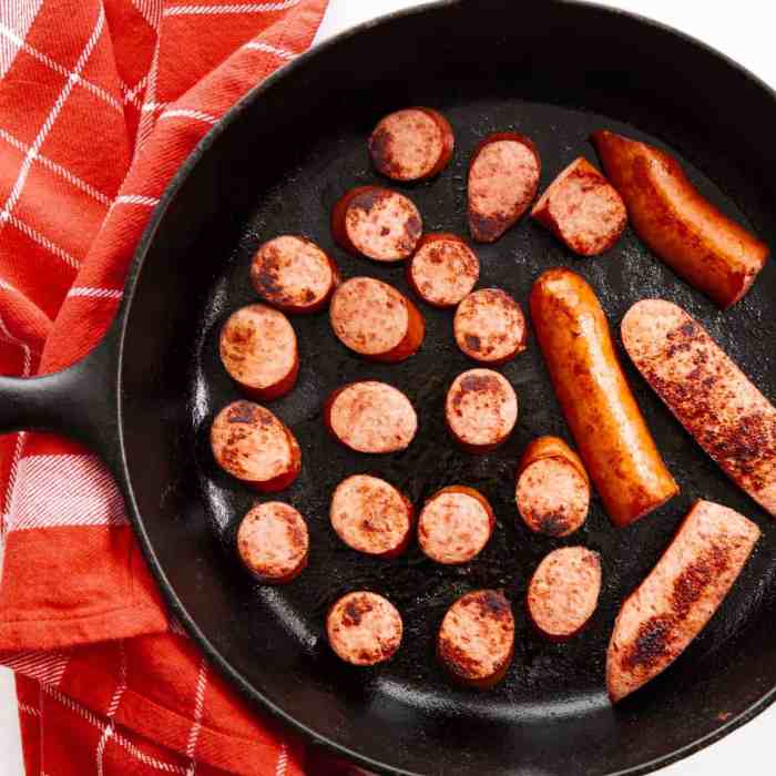 Homemade skinless sausages sausage ingredients pork fried easy